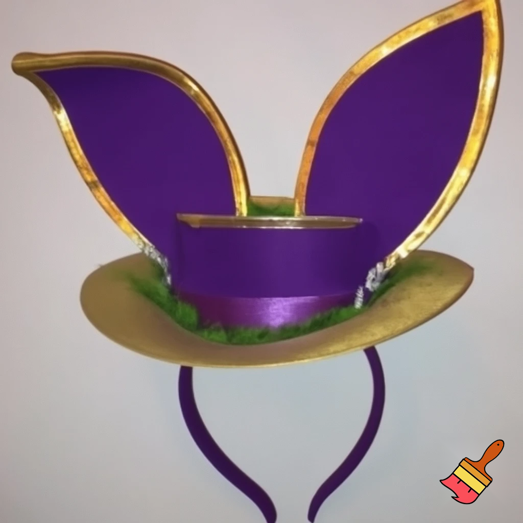 Easter bunny top hat, Easter balcony headband, purple and gold headband top hat rabbit, ear rabbit, ear headband, top hat