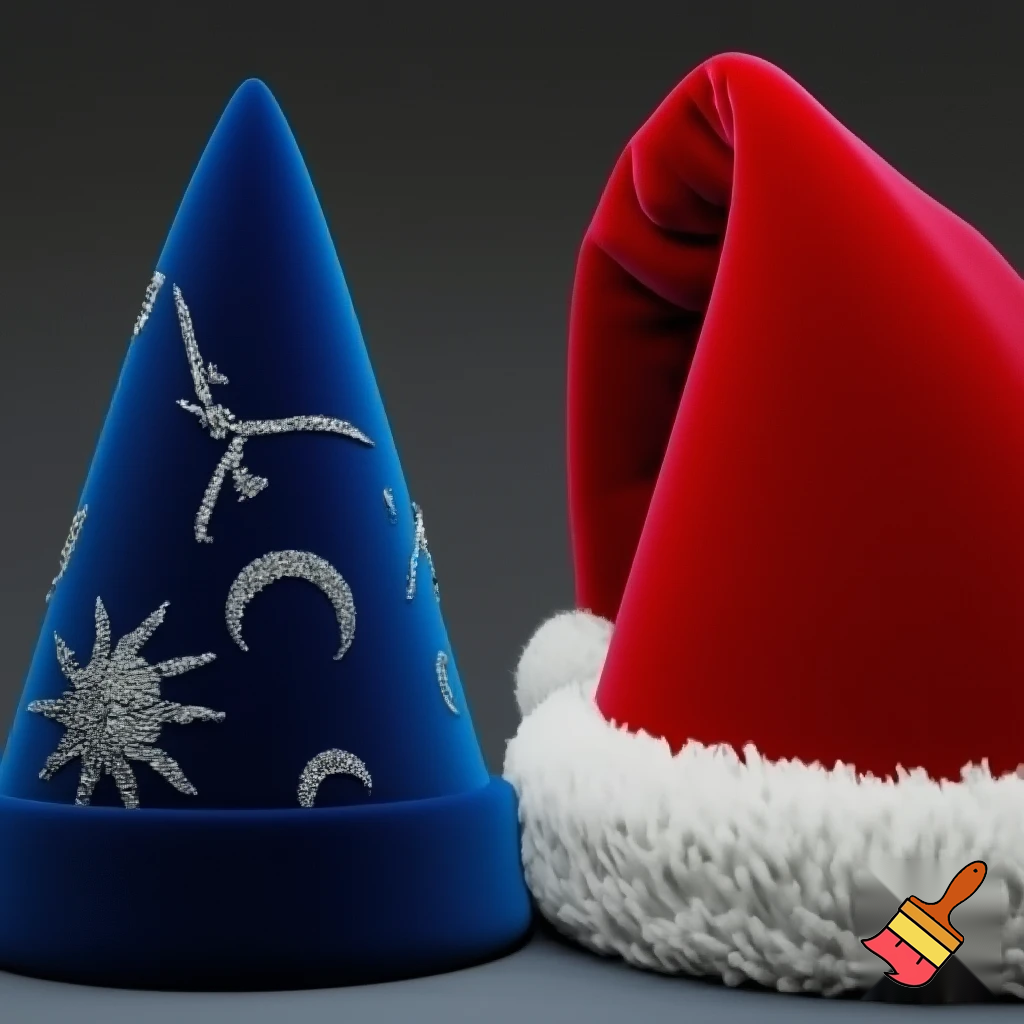 Christmas wizard hat written and velvet Santa Claus hat