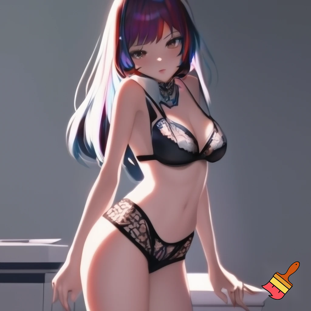 Anime girl 20 years old so cool and cute with cool underwear clothes