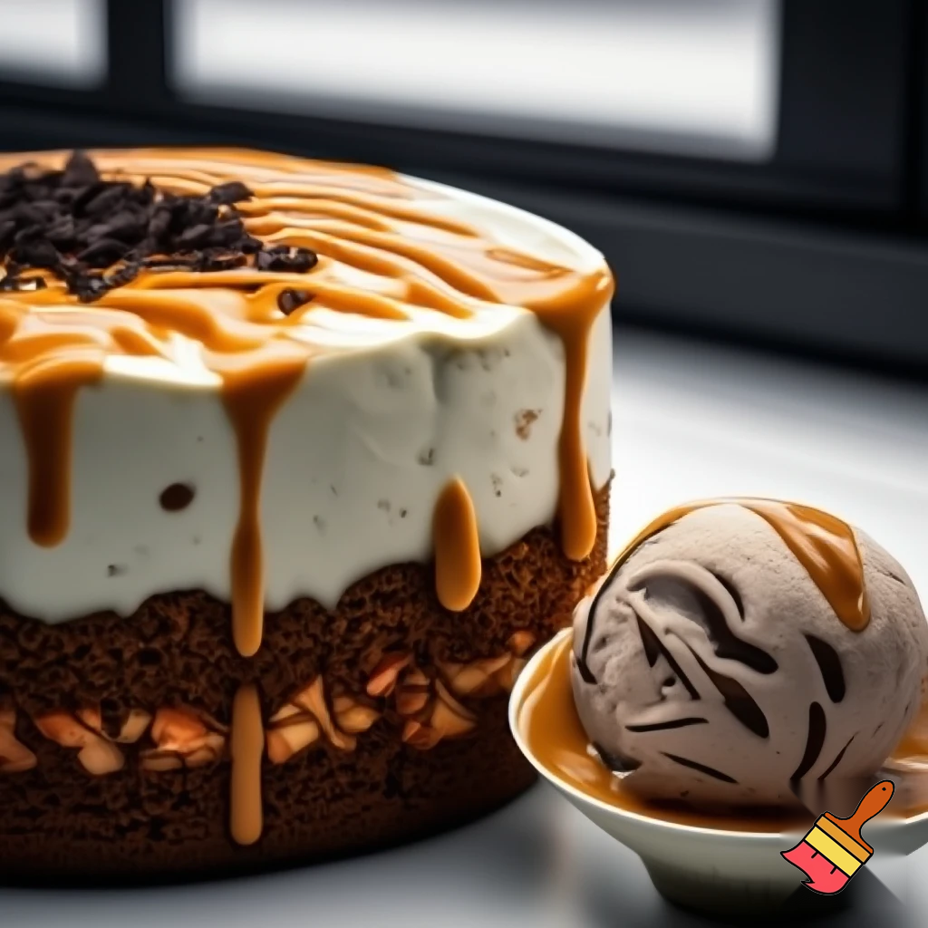 Carrot cake called carrot cake caramel and chocolate ice cream cake