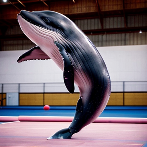 make a photo of a whale playing gymnastics