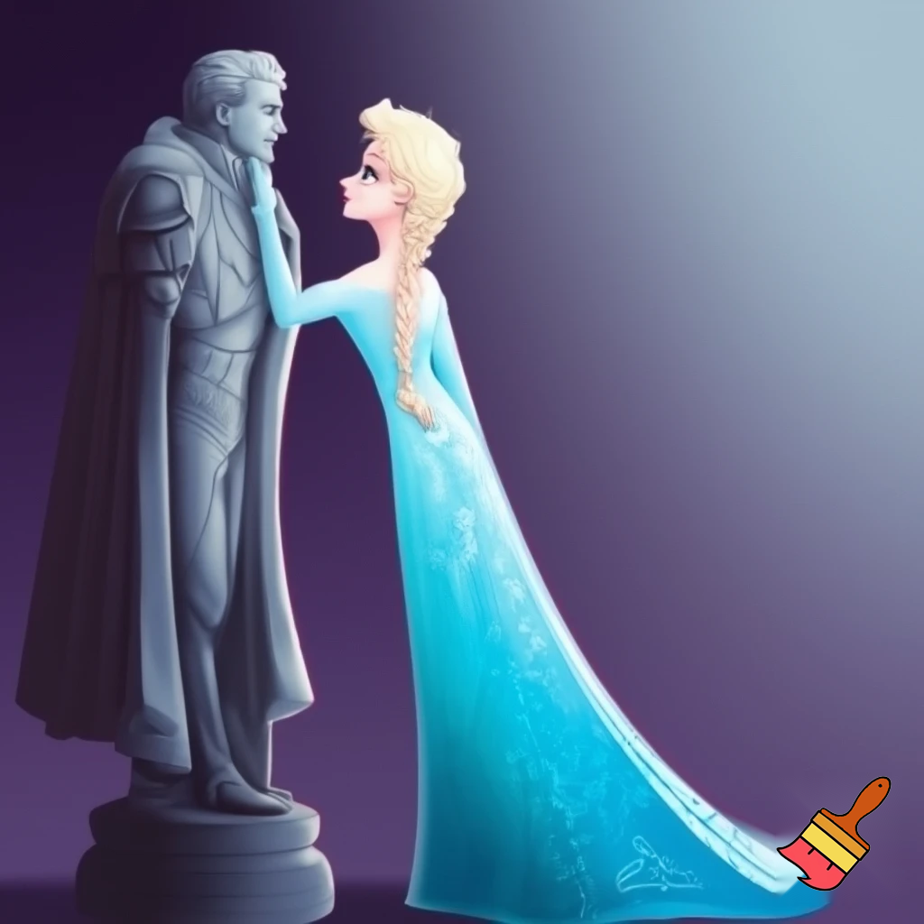 Elsa turning napoleon into a statue