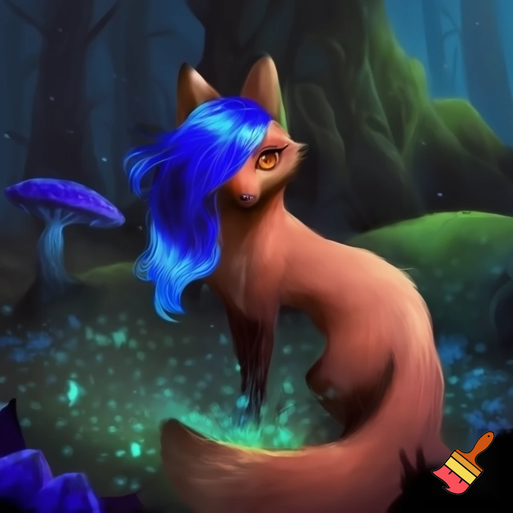 Fox with blue hair
