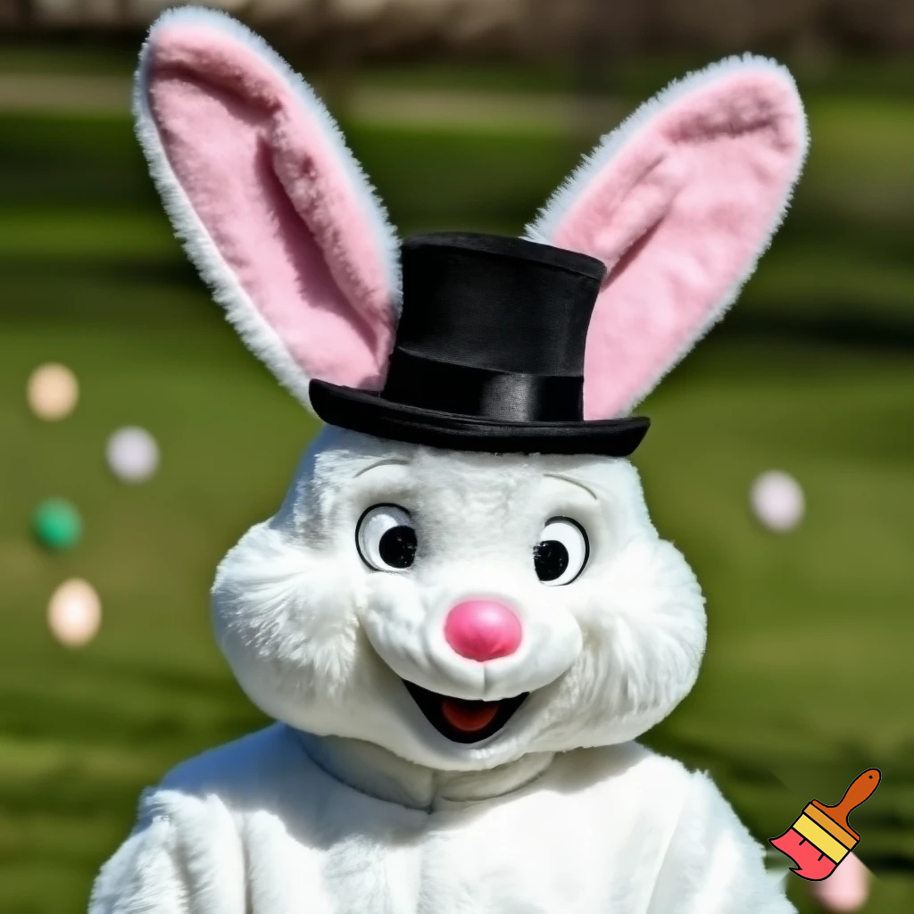 Easter bunny mascot costume top hat mascot costume