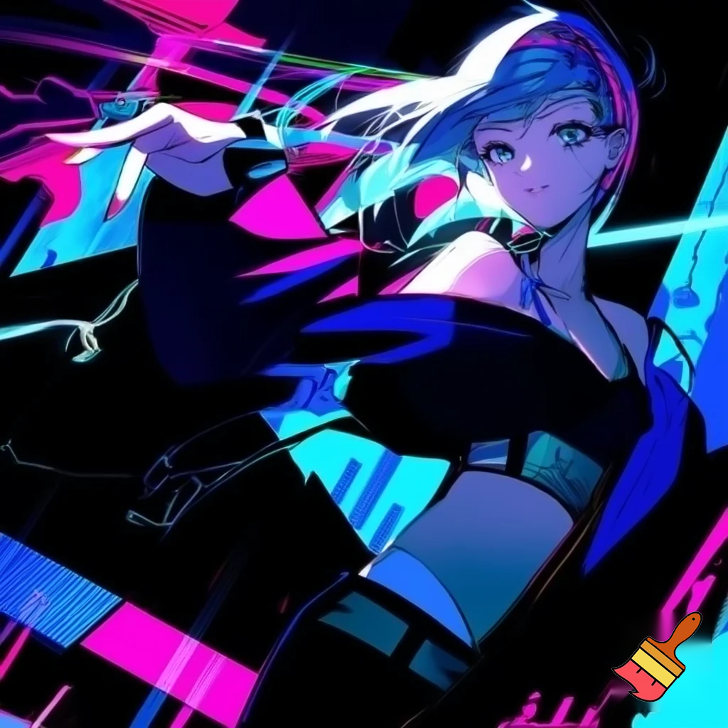 Anime girl 20 years old so cool and cute with cool clothes do cool poses