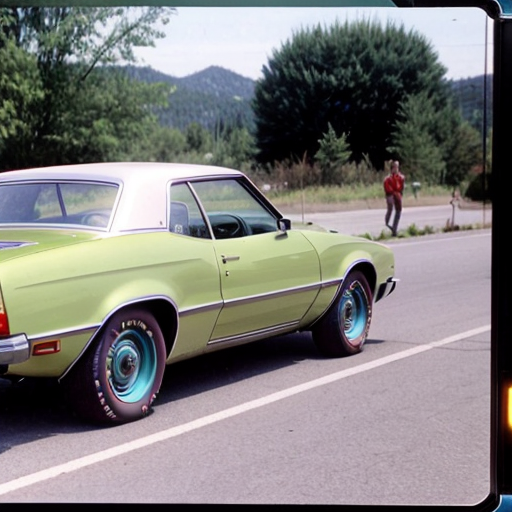 vintage vhs film tape video of a 1970s town with 1970s cars moving in it and 1970s people walking on the side walks