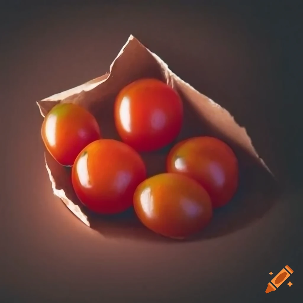 a picture of some small cherry tomatoes in kraft paper