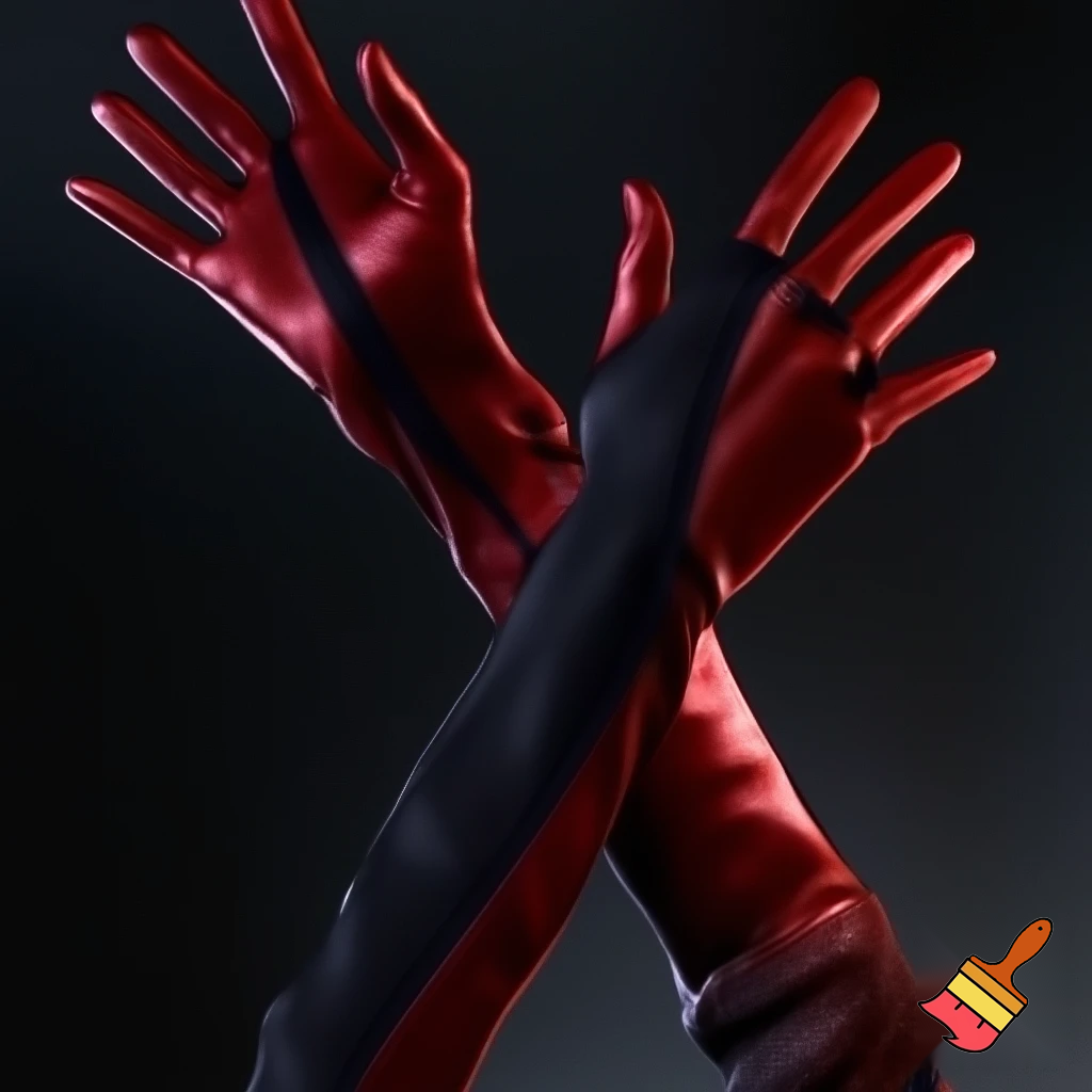 Make photorealistic two-sided gloves, with fingers on both sides, make them long length and fashionable