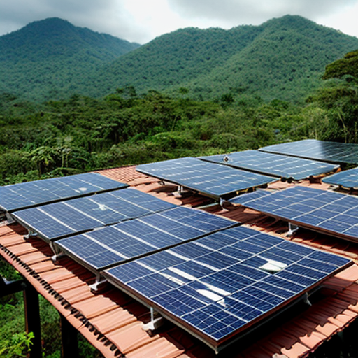 rain forest village with solar panels 