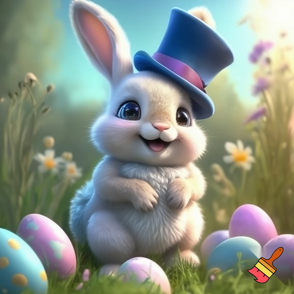 Easter bunny mascot costume top hat