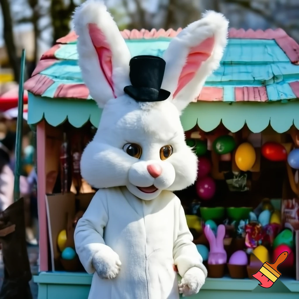 Easter bunny mascot costume top hat Easter only sells house