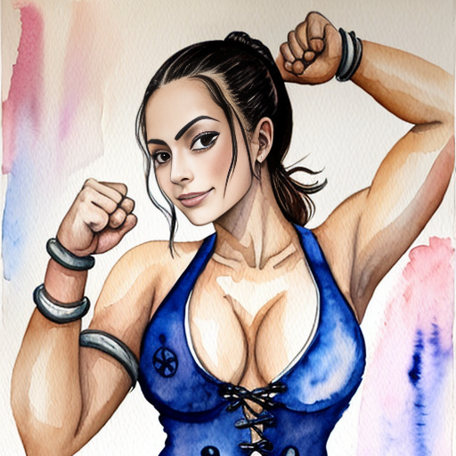 Nami one piece versione kunoichi posizionata frontalmente gambe divaricate piegata in avanti leggermente piegata di lato con un braccio piegato a se col pugno chiuso al busto e l'altro braccio disteso in alto con la mano aperta palmo verso l'alto