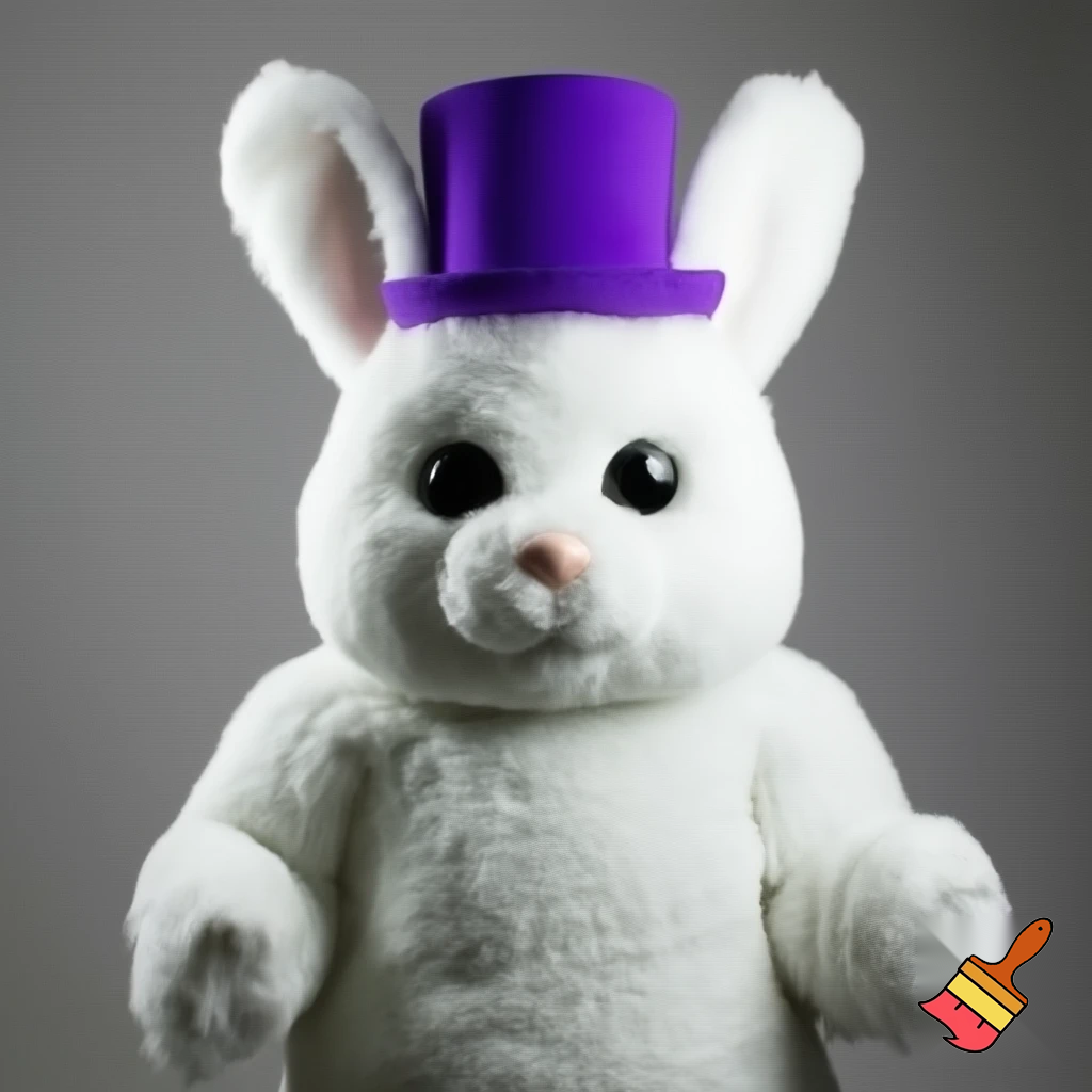 Easter bunny mascot costume top hat white and purple purple white top hat