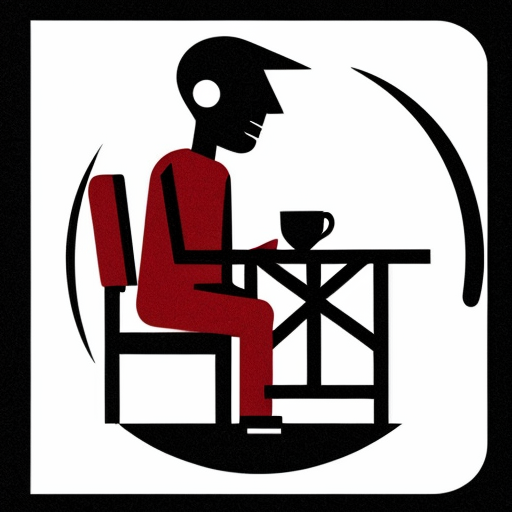 pictogram of a man sitting at a table
