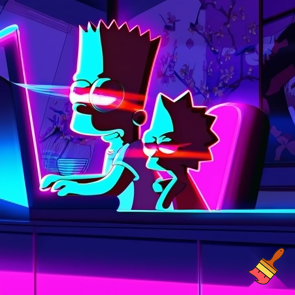 BART SIMPSON ANIME BOBA VIBES AND LASER EYES WATCHING ANIME WITH LISA SIMPSON