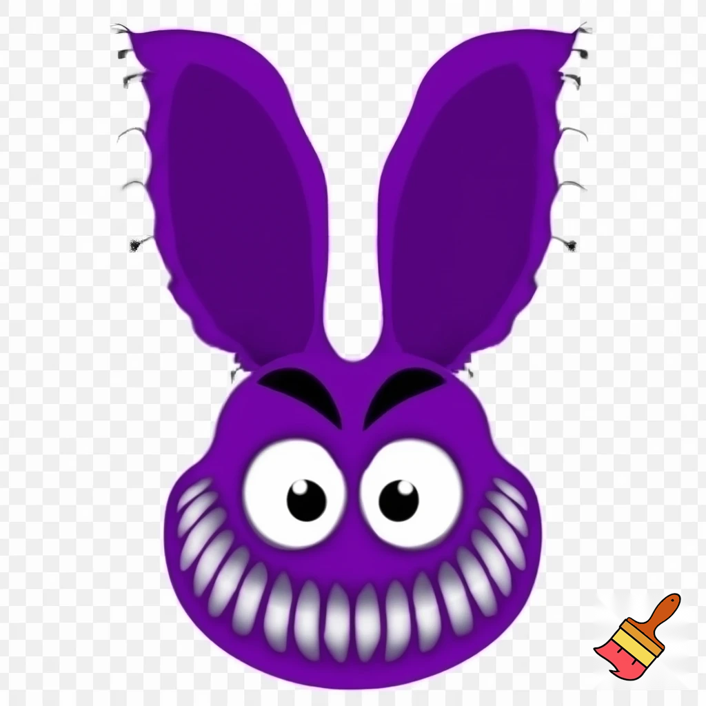 a big purple monster its ears ears like a cat it had black eyes except for its tiny pupils that were a piercing white it had a wicked smile for such a short creature it had thousands of skinny razor like teeth in its mouth under trampoline world