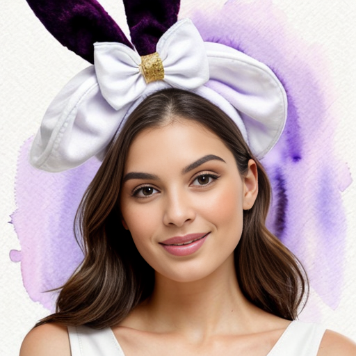 Purple and white Easter bunny headband top hat headband with gold