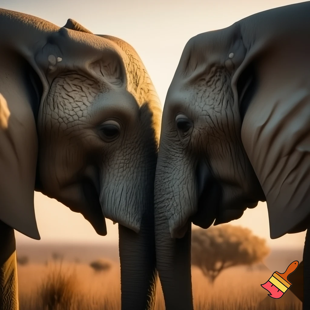 Elephants kissing 