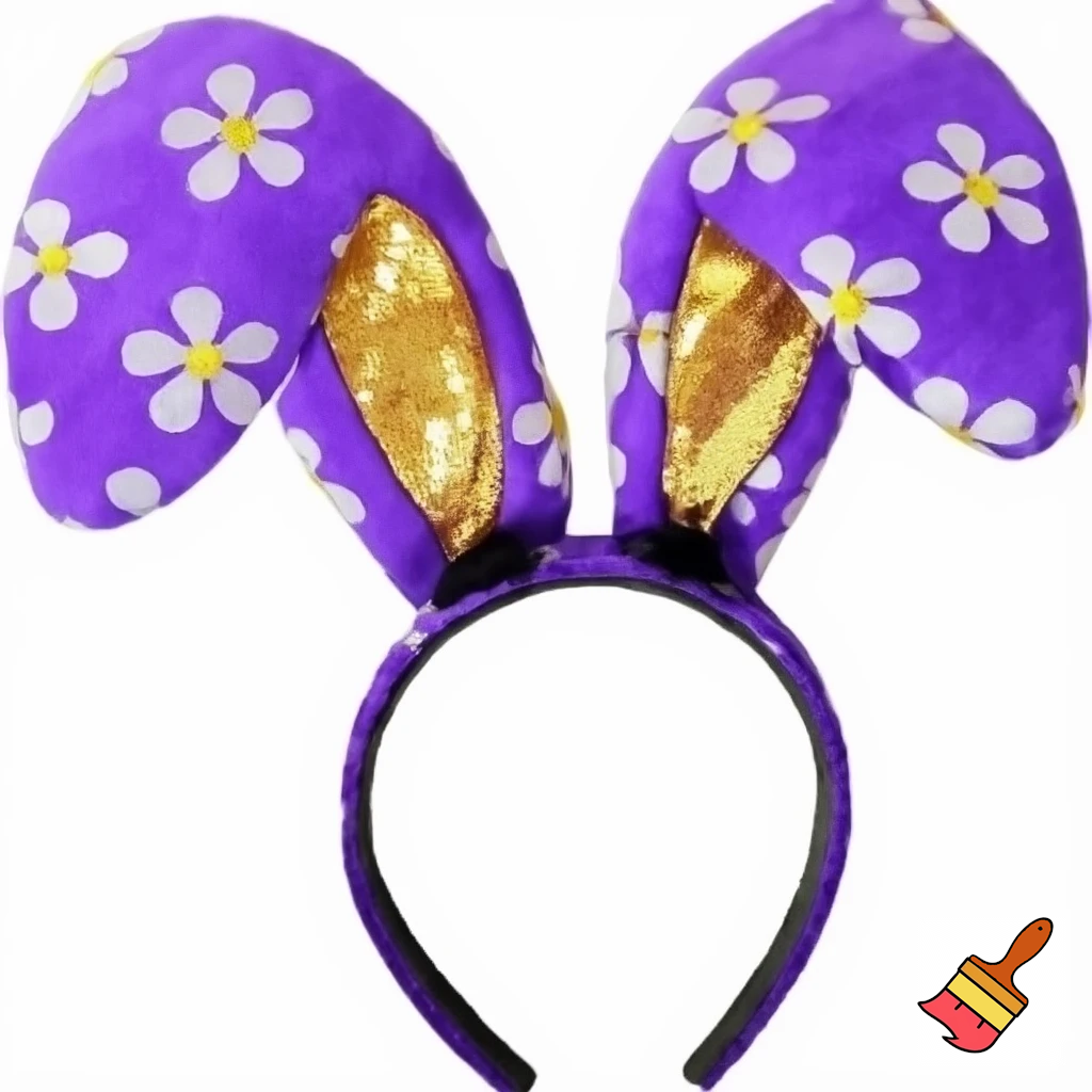 Easter top hat headband Easter bunny headband, purple and white with gold Easter top hat headband