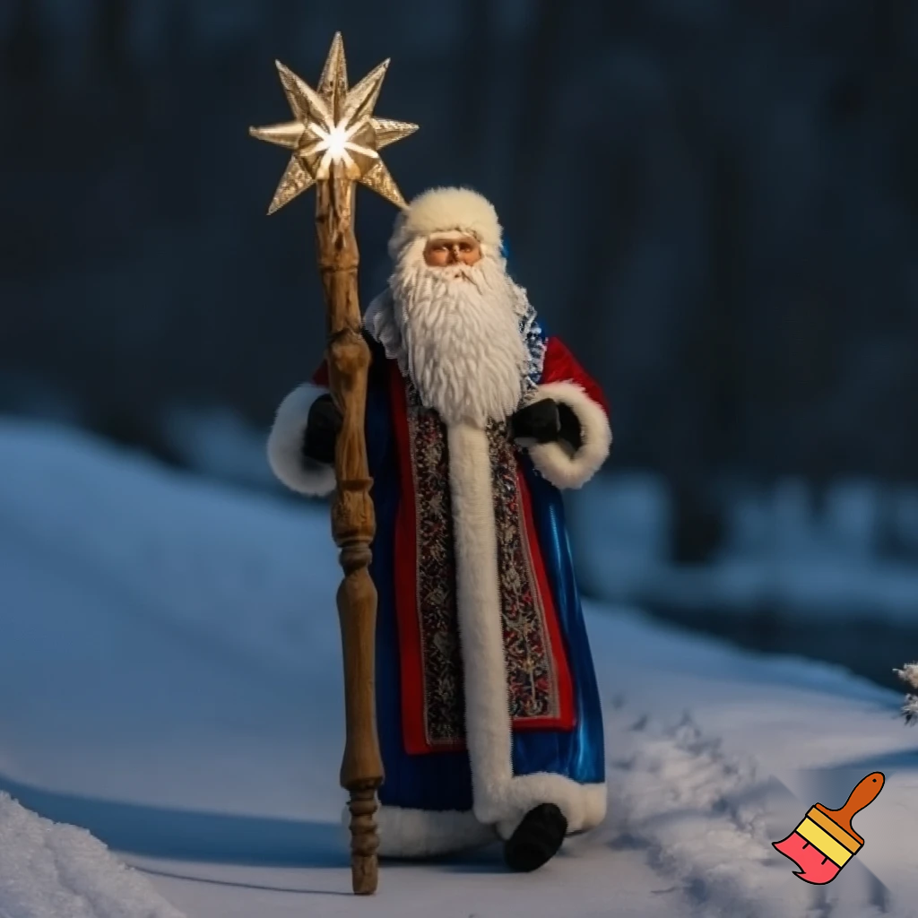 Russian Santa Claus walking stick with a star Santa Claus the real Santa Claus