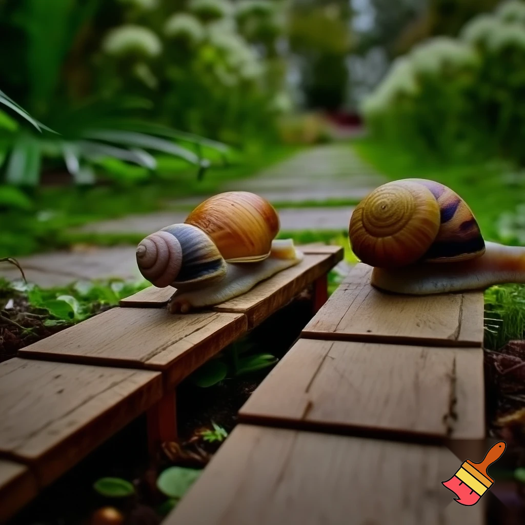 je veus que tu me crée un image réalite dans une situation de course d'escargo avec des estrade séparer pour des éqeipe une qui est pour lles 