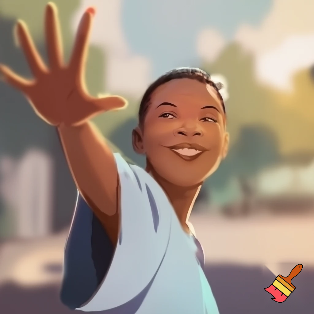 A person waving hello