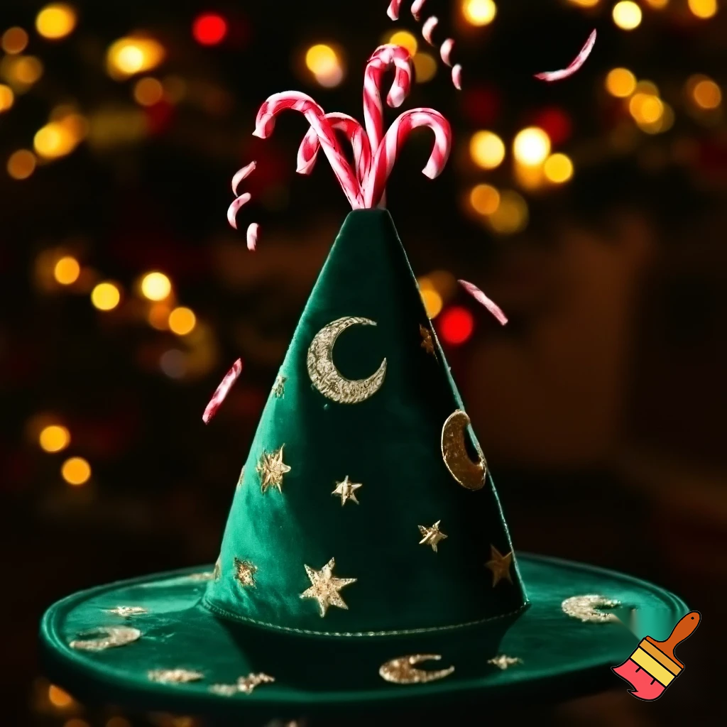 Christmas wizard hat stars and means read a Christmas hat