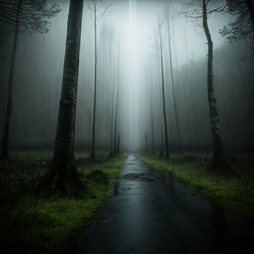 dark and gloomy environment forest rain