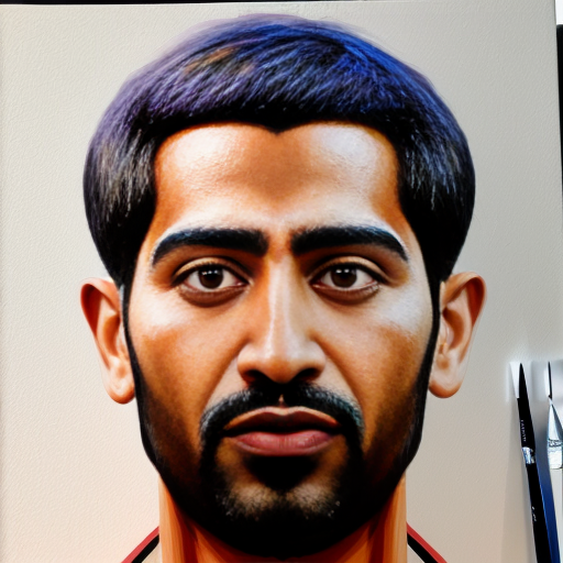 mans face in the acrylic painted style of Hashim akib