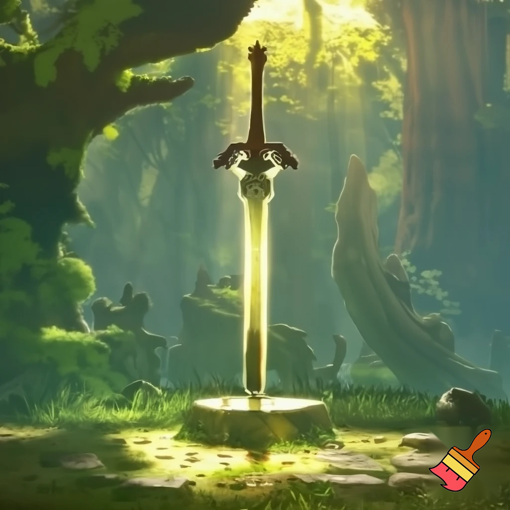 The master sword in the pedistal in the korok forest from botw