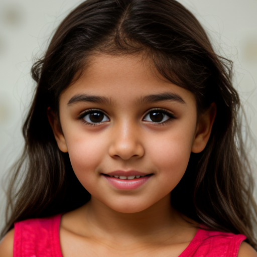 little brown girl with brown hair and brown eyes