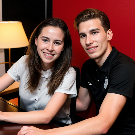 Goretzka and Vanessa at the living room 