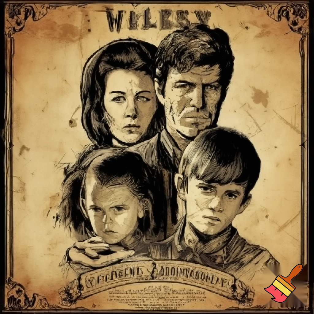 A wanted poster with a family of 4 on it. (Mum, Dad, Daughter aged 7 and a Son aged 13.)
