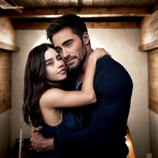 derek Hale from teen wolf hugging his girl named Cora in his loft
