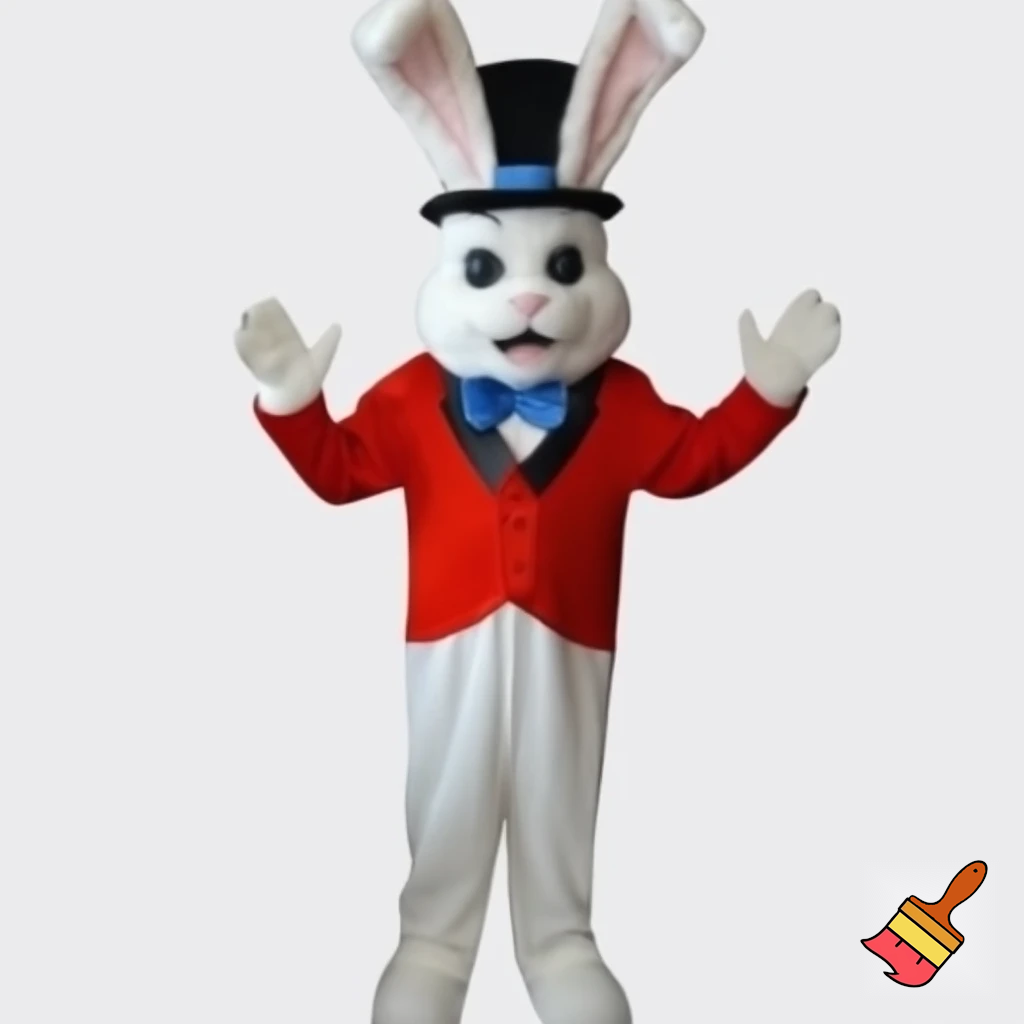 Easter bunny mascot top hat costume with a