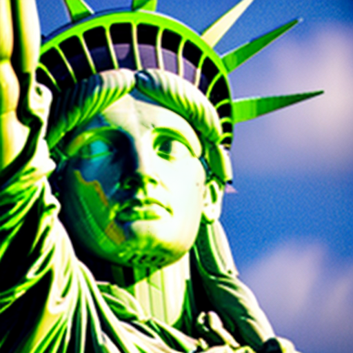 statua della libertà formata solamente da tante piccole bolle di sapone. non deve avere parti che non siano di bolle di sapone. a figura intera