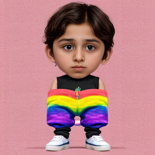 a nervous short 14 brown boy with rainbow clothing who is a human
