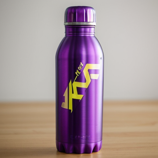 an energy drink bottle for boosterade  the bottle is blue yellow and pink
