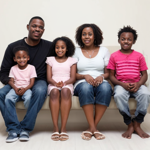 family of 6 without a wife black family 5 kids and dad 