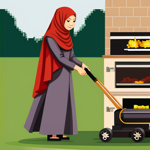 Женщина мусульманка покрытая волосы не видно груди не видно косинка длинная, стоит у плиты, готовит суп, сделай в стиле мультика пиксар