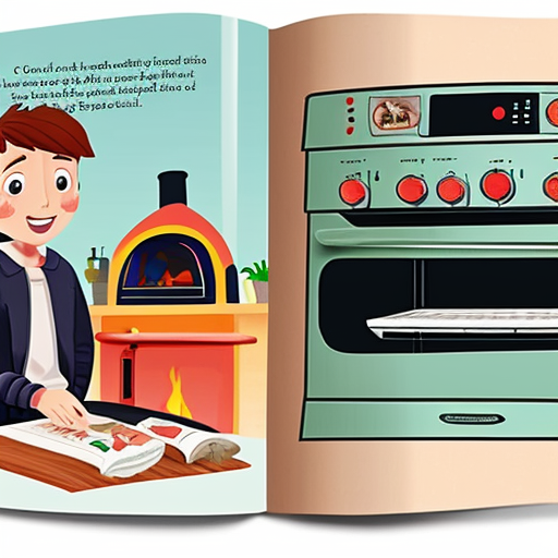 images of an animated smoking and broken oven for a child's story book. 