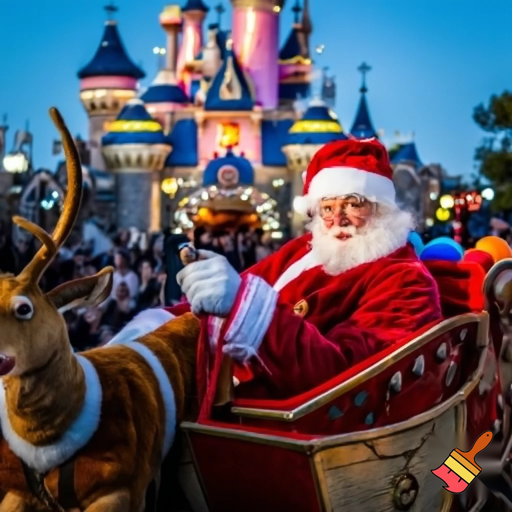 Santa Claus, France parade Paris Disneyland Santa sleigh castle Paris Santa Claus