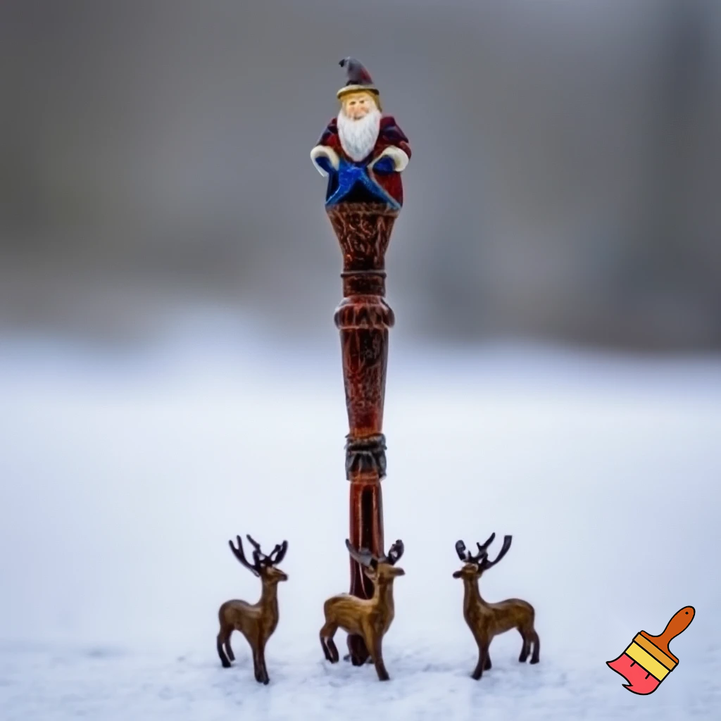 Russian Santa Claus walking stick with with t reindeers magic walking stick a plastic plastic Russian Santa Claus walking stick