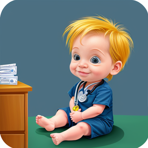 cartoon baby boy at the doctor
