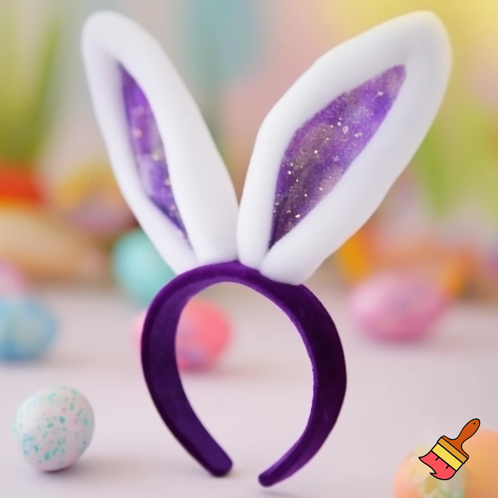Easter bunny headband velvet Easter bunny, bunny ears, purple and white bunny headband