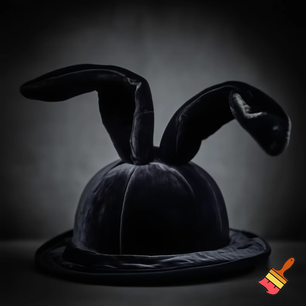 A magic hat velvet black black velvet and fabric Easter bunny ears
