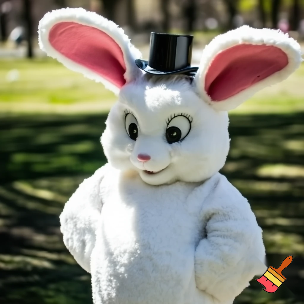 Easter bunny mascot costume top hat mascot costume