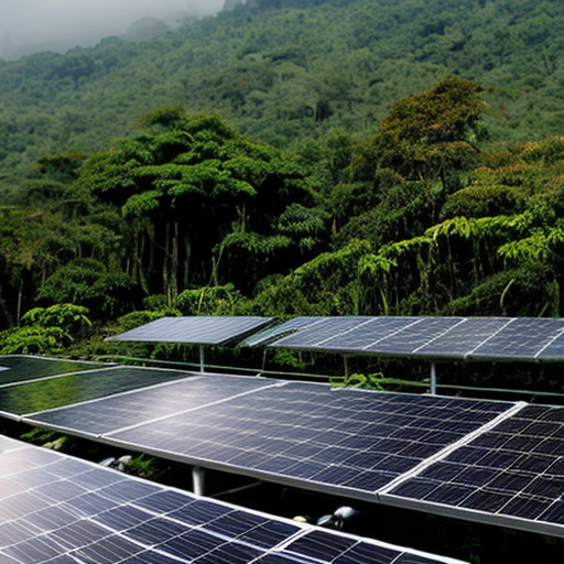 rain forest with solar panels
