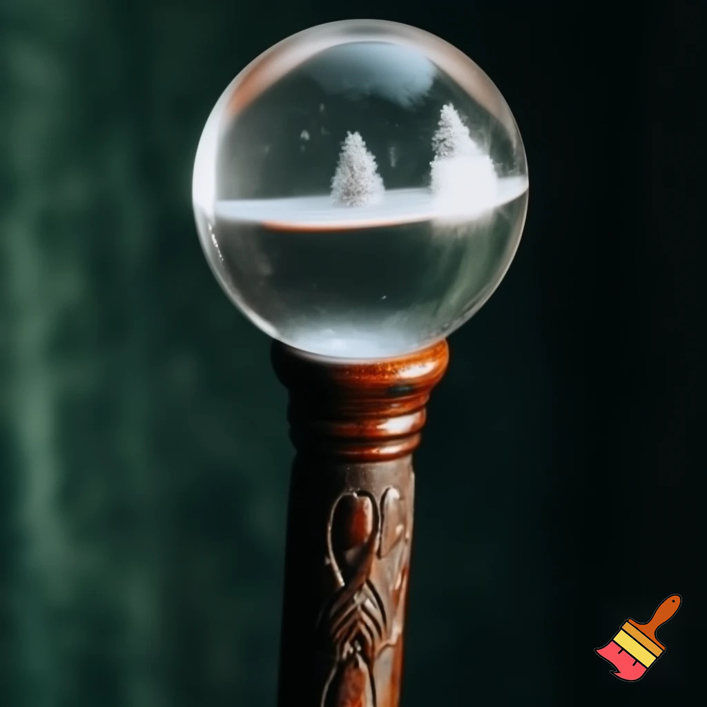 Russian Santa Claus walking stick with with the crystal ball