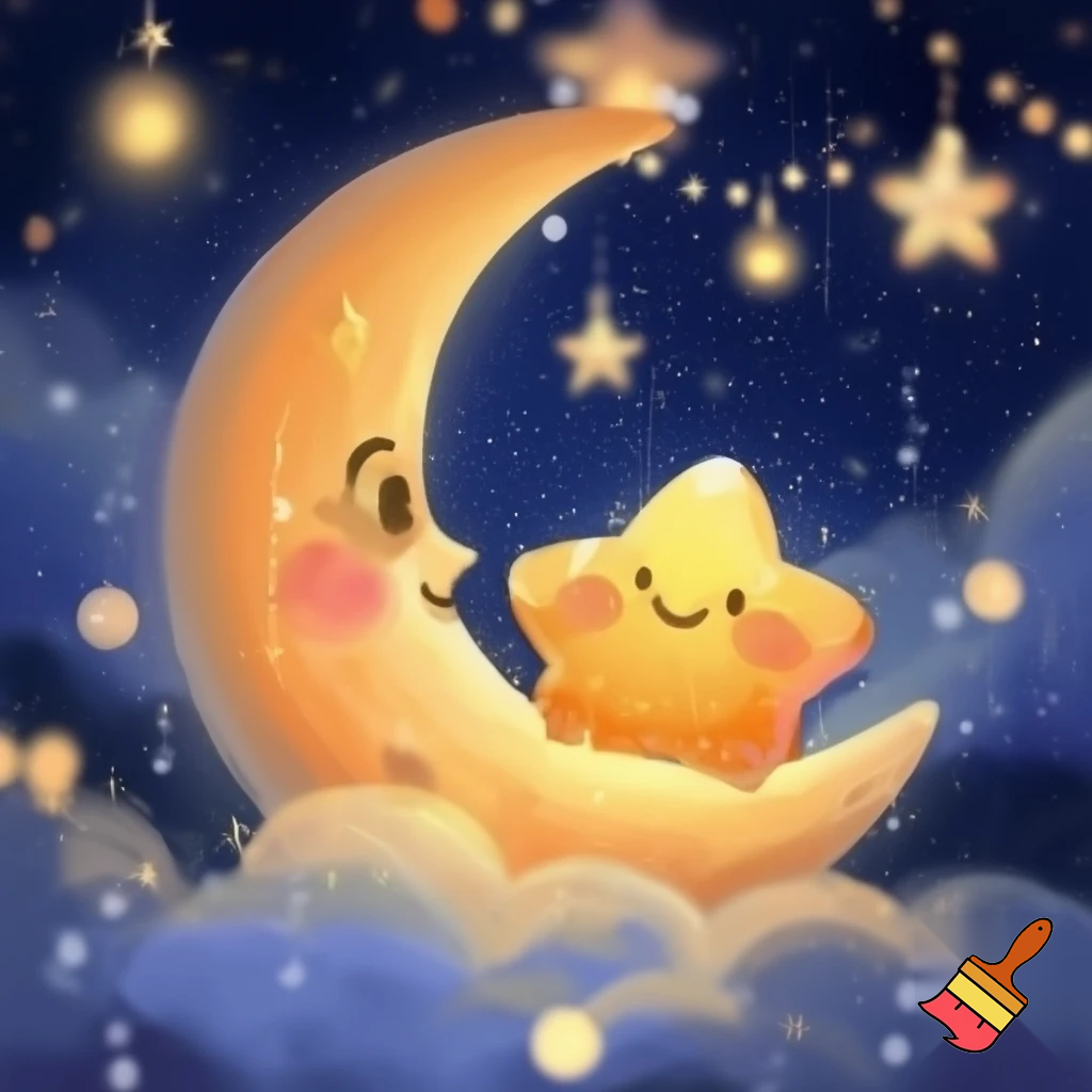 Star and the moon christmas cartoon